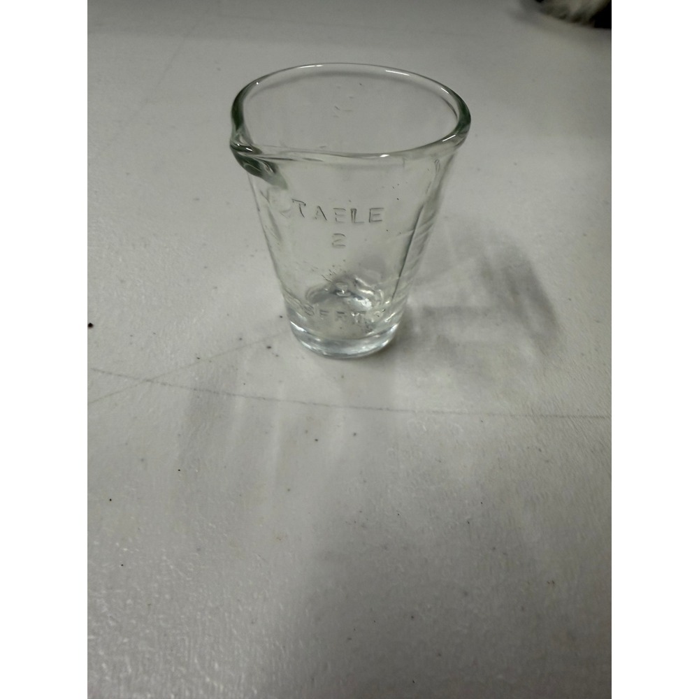 Vintage Glass Medicine Measuring Cup Embossed Table Dessert Tea Jigger Spout
